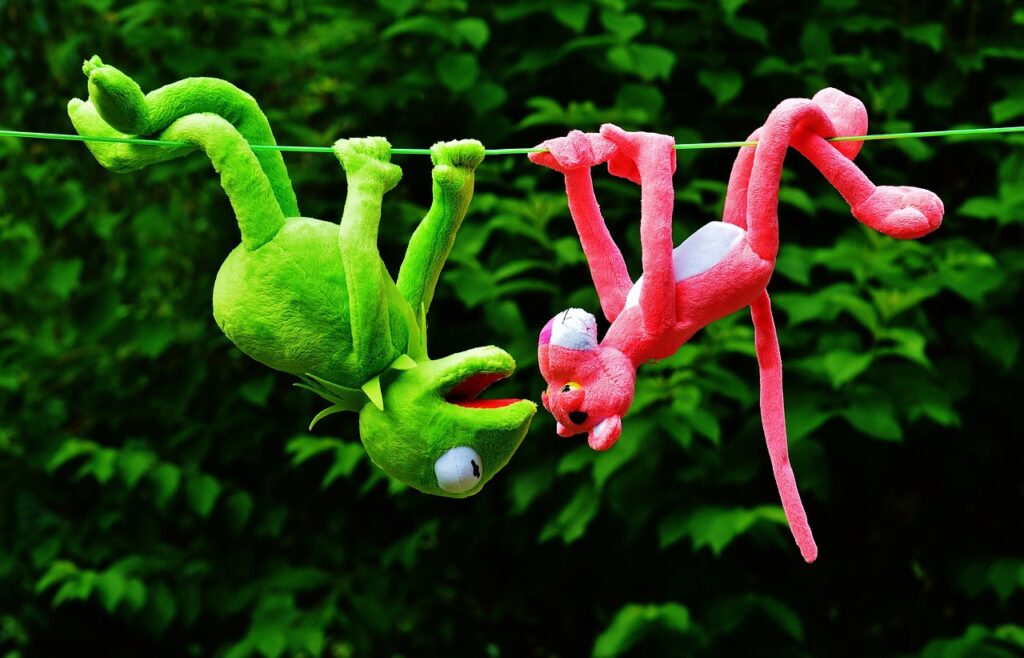 hang out, plush toys, kermit